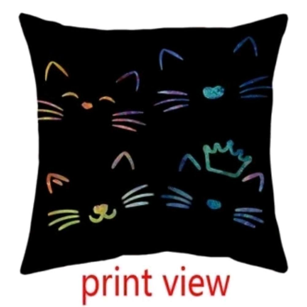 Cartoon Cat Design Colorful Kitty Pattern Zippered Pillowcase for Accent Pillow - Picture 4 of 6